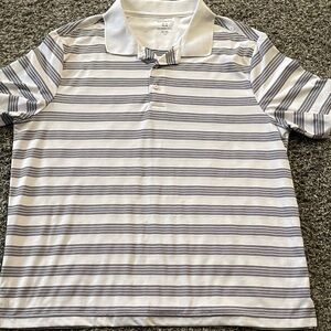 Vintage Men’s George White and Black Polo Shirt (XL)